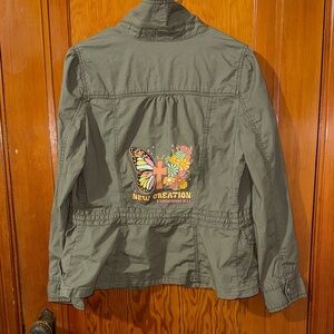 St. John’s Bay Green Jacket with Butterfly Design